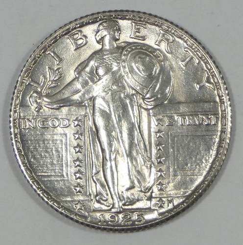 1925 Standing Liberty Quarter fast bankfrisch Silber 25c ~ voller Kopf