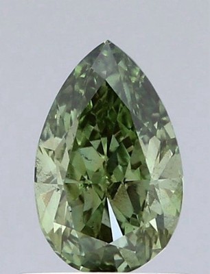 1.01ct Lab Grown Diamond Pear Brilliant Fancy Vivid Green SI1 IGI Cert