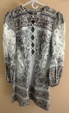 Excellent Condition Zimmerman Dress - Blue/Black Paisley Linen Dress Size 2
