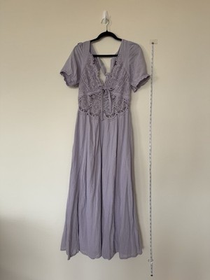 Free People NWT Size L All You Need Is Lace Midi Dress Lavender Blue Purple  | eBay