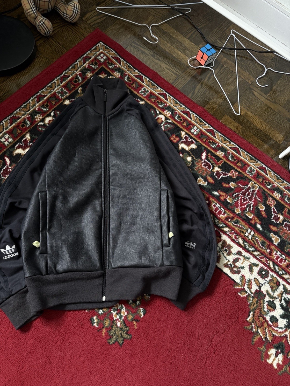 Vintage Adidas Crooked Tongues BK3 Adicolor Black Series Track Bomber Jacket S image 3