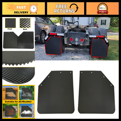 2 Pack 24''x24'' Black Polymer Mud Flaps for Semi Trucks & Trailers - Angled Fit