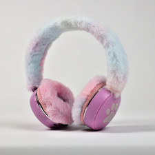 Kids Bluetooth LED Headphones Pink Soft Over-Ear Wireless Headset