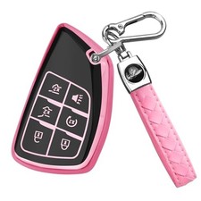 for Chevy Key Fob Cover,Soft Key Shell Case with Keychain for 6 Buttons B:Pink