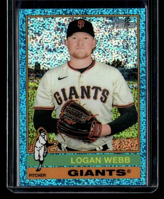2025 Topps Heritage #423 Logan Webb Chrome Light Blue Sparkle Refractor