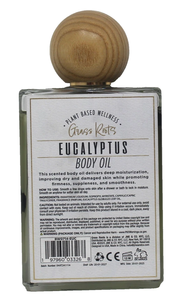 Aceite corporal de eucalipto raíces de hierba bienestar a base de plantas 4 oz firmeza suavidad Foto 3 de 3