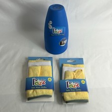 2x 3 Pack Yellow White Baby Bath Wash Cloths 1 Rinse Cup Razz Tub Time Fun Set