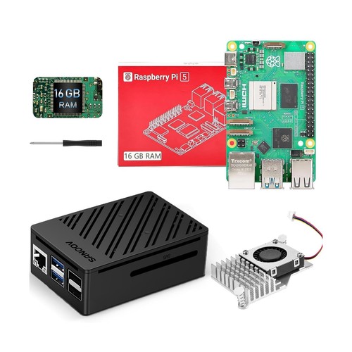 Starter Kit for Raspberry Pi 5 16GB RAM with Active Cooler, RPi 5 ABS ...