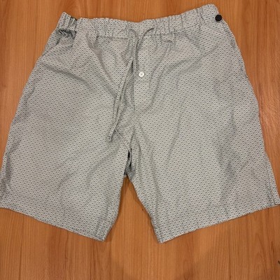 Hanro Men's Night & Day Cotton Lounge Shorts Blue Geometric Print Size L