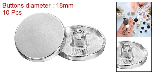 Botones de costura planos redondos de metal 10 piezas botón de aleación de 18 mm plateado Foto 2 de 4