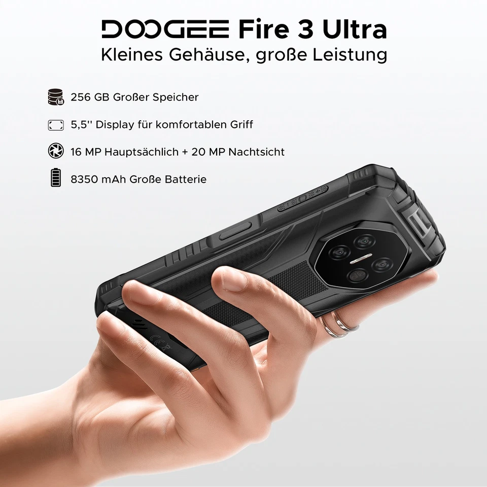 DOOGEE Fire 3 Ultra Outdoor Smartphone Android 15 24GB+256GB 5,5" Handy 8350mAh - Bild 2 von 4