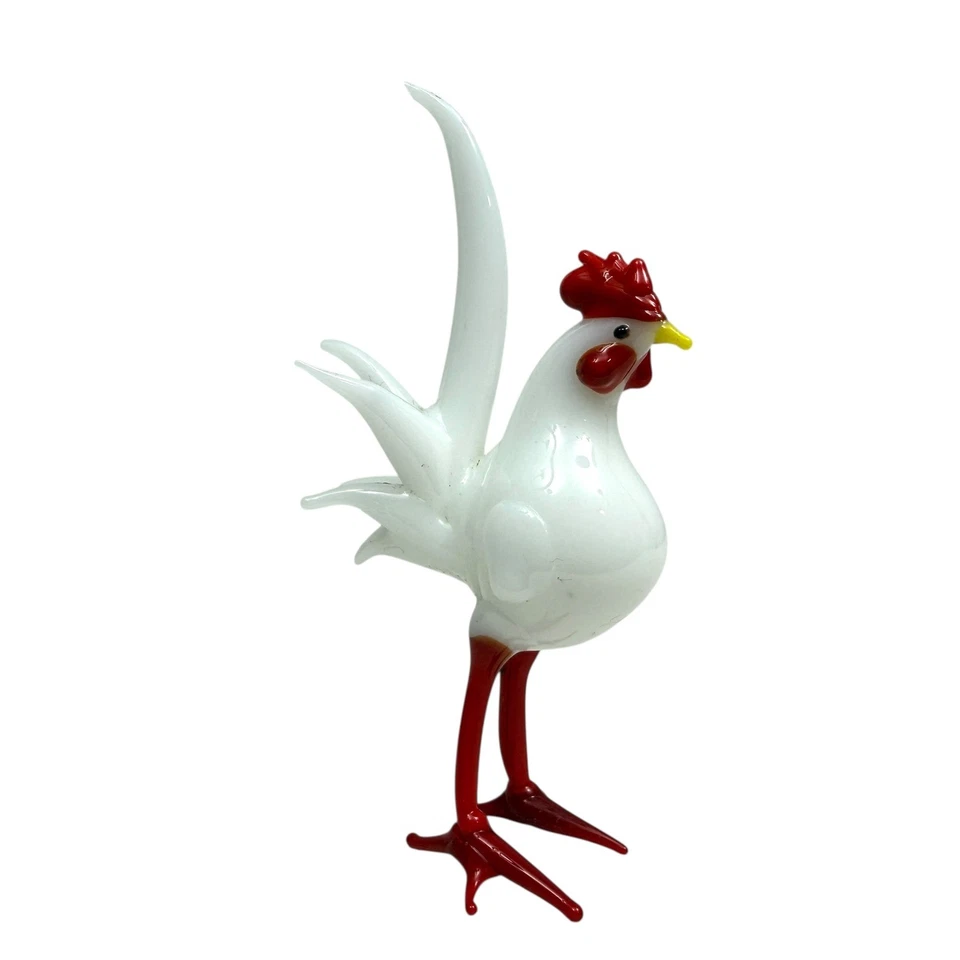 Муранский стиль выдувное стекло петух курица фигурка зверинец домашний декор 3 дюйма - Изображение 3 из 4