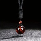 Red Tiger's Eye 16mm Necklace Round Bead Pendant Healing Reiki Amulet Women Men