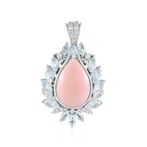 Cavill AnhäNger Silber 925 Plattiert 4,24Ct Pink Opal Tropfen Damen-image