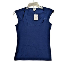 New J Crew WomensTop XS Blue Cap Sleeve Cotton Stretch Scoop Neck Tee Athleisure