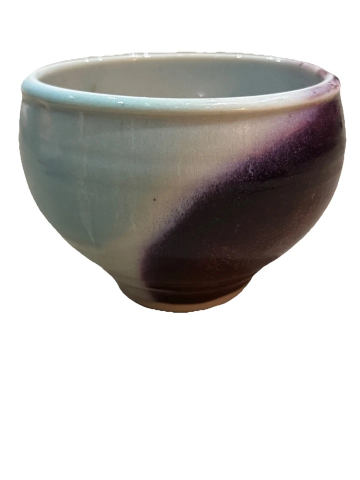 Arte de cerámica de estudio chino vintage Sang De Beouf/tazón de burbujas salpicado de púrpura Foto 2 de 4