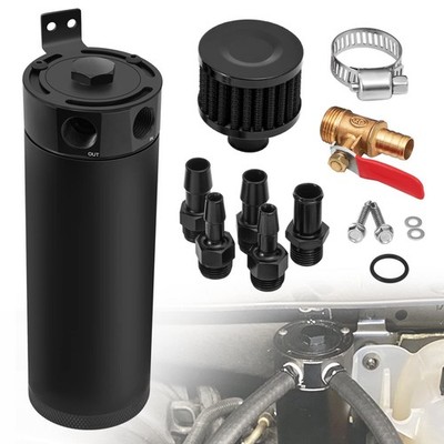Universal Oil Catch Can 750ml Aluminum Baffled Tank Filter Drain Valve