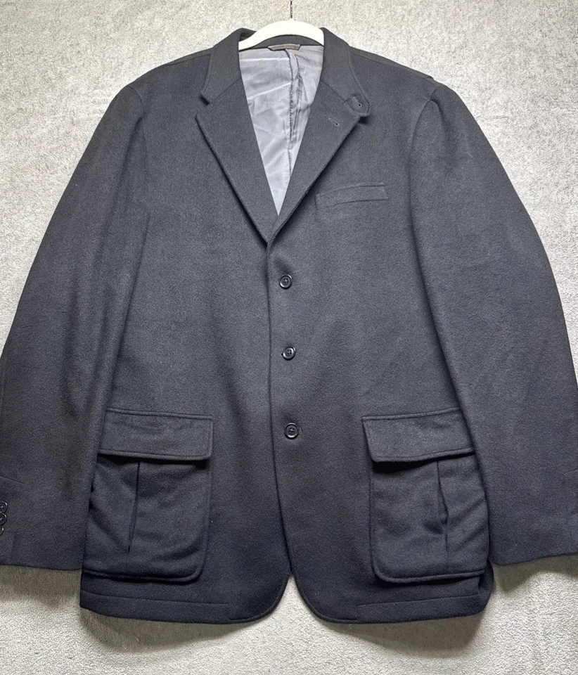 Robert Talbott Carmel Blazer Men’s XXL Black Wool Cashmere 3-Button Jacket - Image 2 of 4