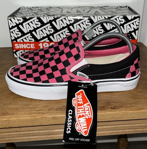 Vans Classic Slip On Checkerboard Trainers in Pink/White size 5 Unisex