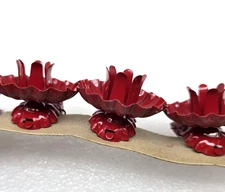 Six Vtg Red Christmas Tree Clip On Candle Holder W Germany Metal Tin Orig Pkg