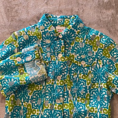 NWT Ruby Rd Jacket Top Womens 6P Blue Green Floral Button Up Colorful Eclectic