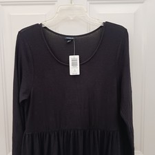 New Torrid Black Hacci Babydoll Skater Dress Size 1X Long Sleeves Midi Stretch