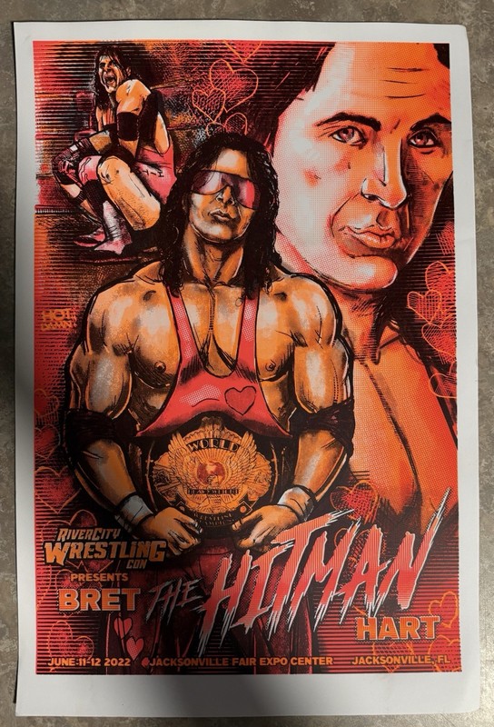 Bret “The Hitman” Hart Poster. River City Wrestling Sami Zayn Kevin Owens Cards.