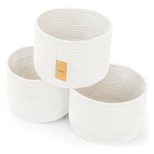 Small Rope Baskets for Storage, Baskets for Gifts Empty, Cute Round White-3PCS