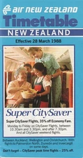 Air New Zealand timetable 1988/03/28 domestic