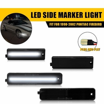 For 98-02 Pontiac Firebird Front Rear LED Side Bumper Marker Smoked White LED EA