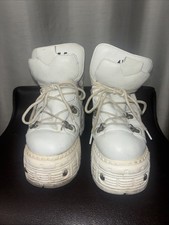 Anthony Wang The New Rock M-Tank 106 Cyber Goth Metallic Platforms White Boots 6