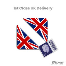2 x Union Jack 55mm Number Plate Blue Stickers Super Shiny Domed Resin Finish