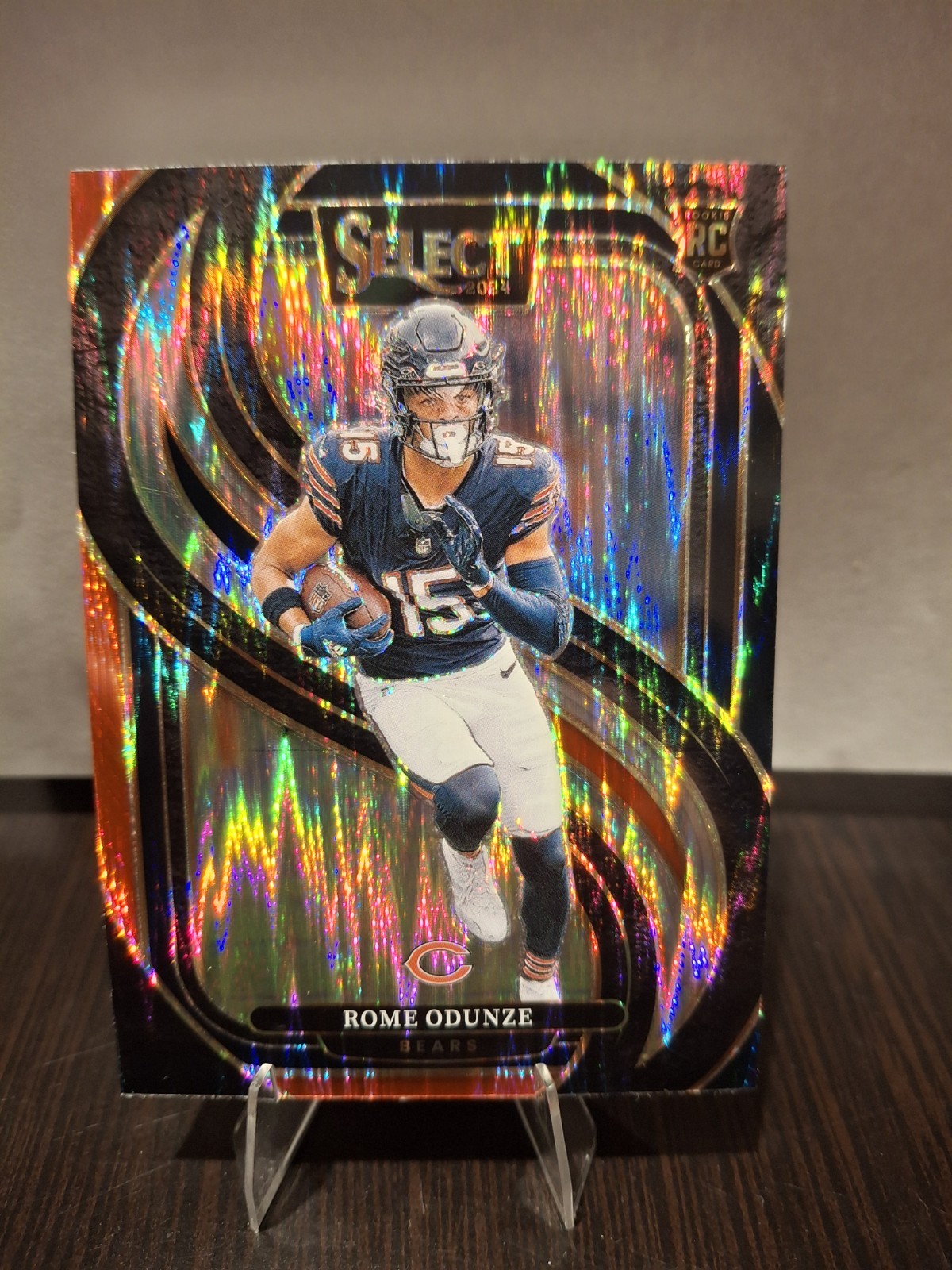 2024 Panini Select - Premier Level Rome Odunze #136 Black & Red Shock Prizm (RC)