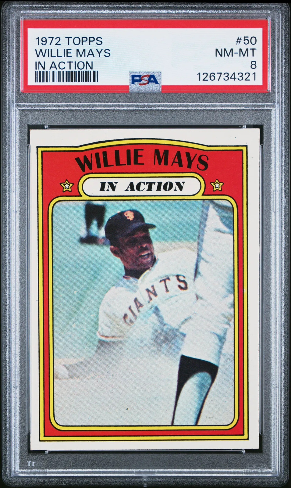 1972 Topps Willie Mays #50 In Action PSA 8