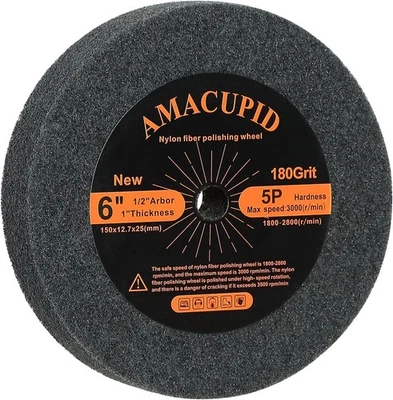 AMACUPID Nylon Fiber Brushed Buffing Wheels 6 Inch 5P Hardness. for Bench Grinding Wheel