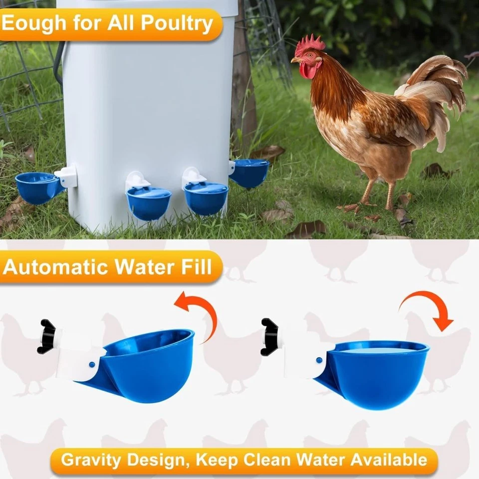 10 Stück automatische Hühnertränke, Hühnerwasser-Futterspender, Coop-Geflügel-Wa - Bild 4 von 4