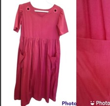 Vintage Handmade Fuscia Pink Lounge House Dress Mumu Large 70's, 80's, 90's