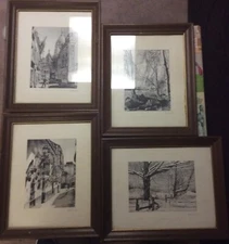 Vintage Giuseppe Mario D’Amico Italy Signed Print Etchings Framed LOOK!! 👀