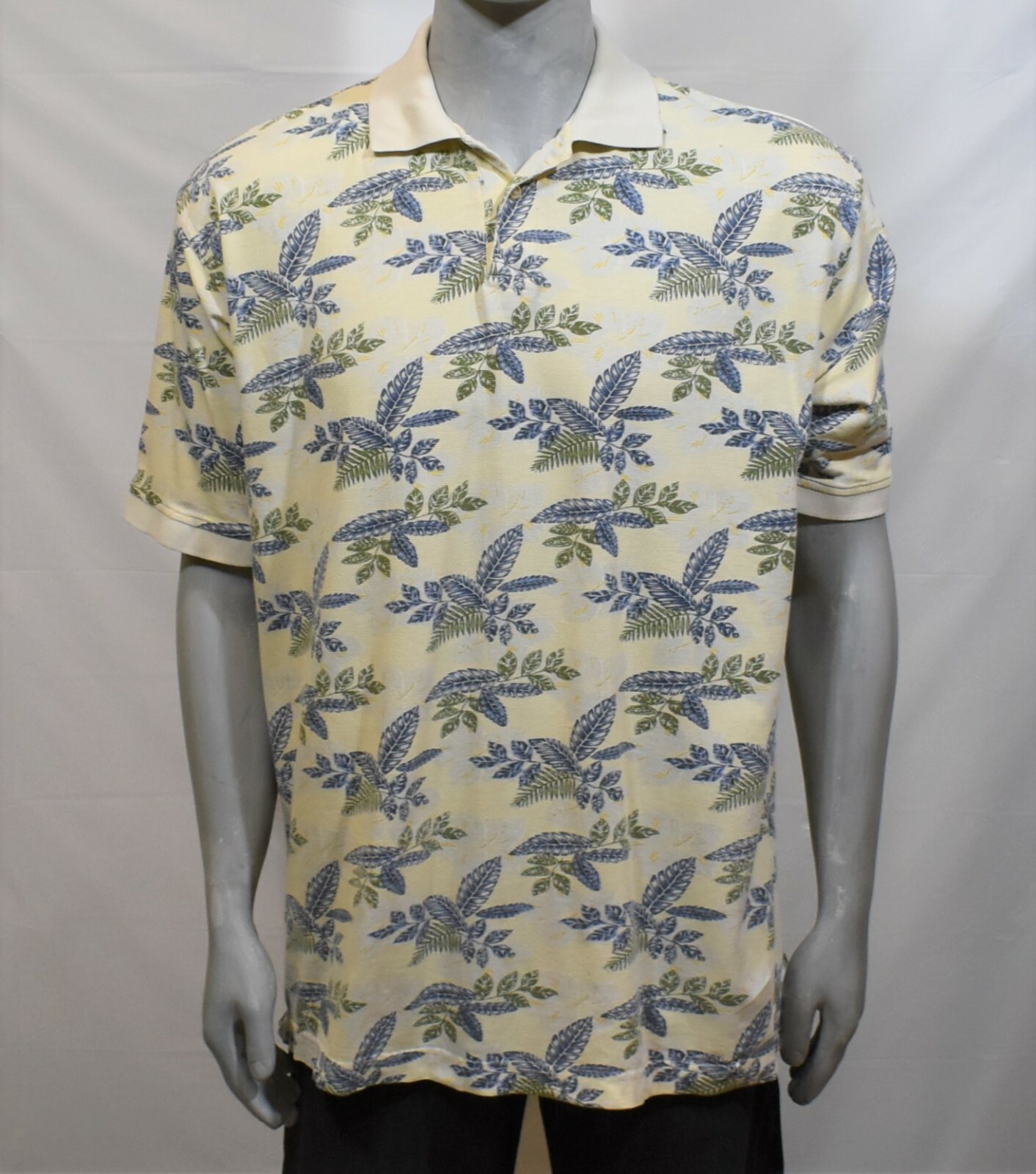 Men's XL Beige Tropical Hawaiian Short Sleeve Polo Shirt for Shaver Lake-image