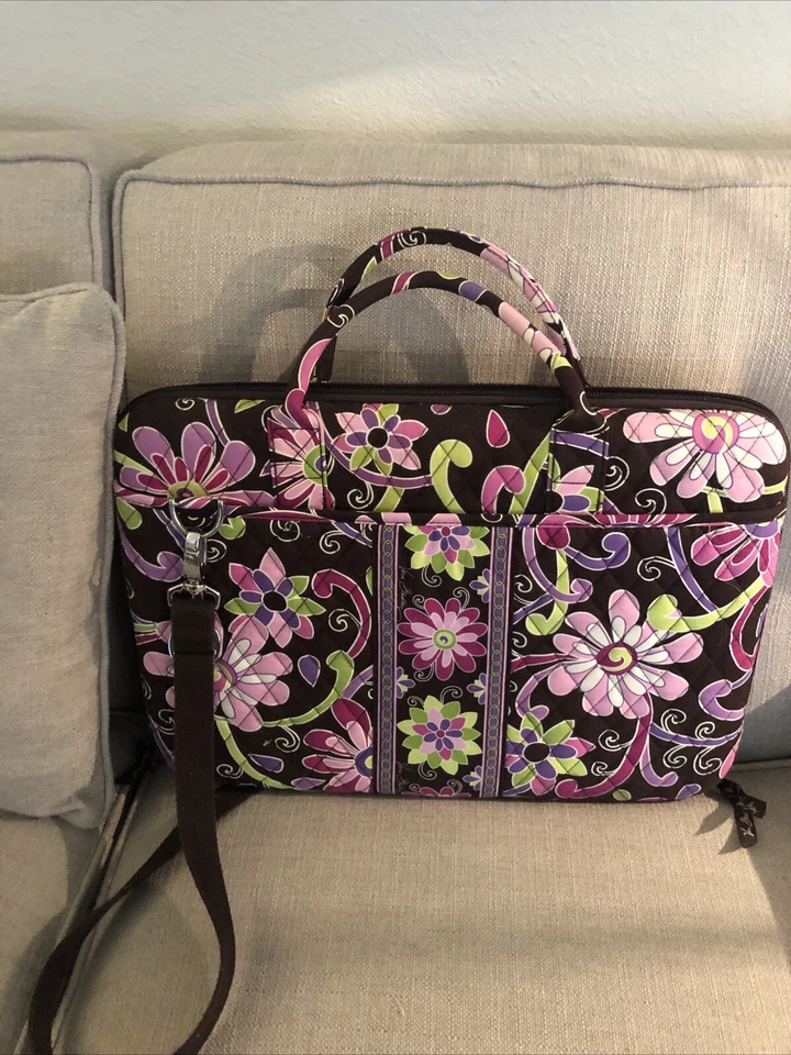 Vera Bradley Purple Punch Laptop Hard Sided Bag With Shoulder Strap - Image 2 of 4