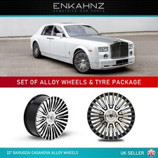 22" BARUGZAI DIAMOND CUT ROLLS ROYCE PHANTOM ALLOY WHEELS FLOATING CENTRE CAP