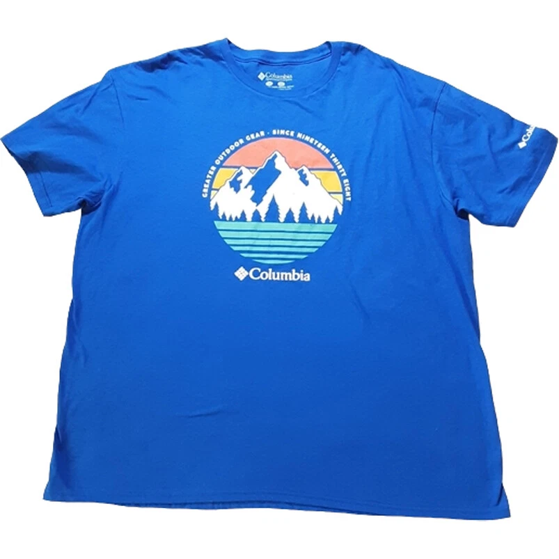 Columbia Mountain Graphic Greater Outdoor Gear T-Shirt Blue 2X Tee NWT