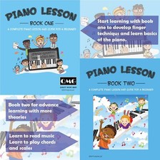 Piano and Keyboard Stickers and Complete Piano Music Lesson and Guide Book 1 2