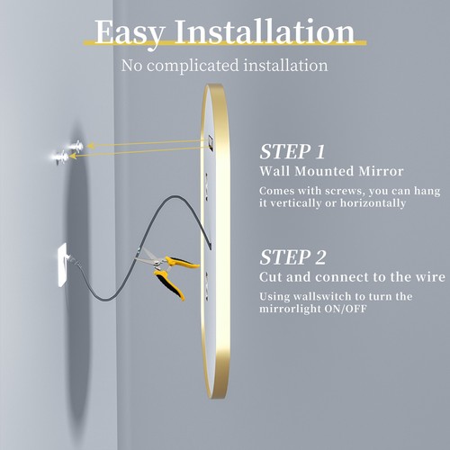 Oval Badezimmerspiegel 80x50 mit Beleuchtung Gold Touch Antibeschlag Dimmbar - Bild 10 von 13