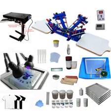 4 Color 2 Station Screen Printing Kit T-shirt Printing Machine Press Flash Dryer