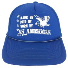 Vtg 1985 Made By Paid By Worn By An American Eagle Cap Mesh Snapback Trucker Hat