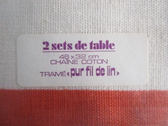 Paire de sets de table vintage années 70' en lin - Photo 2/2