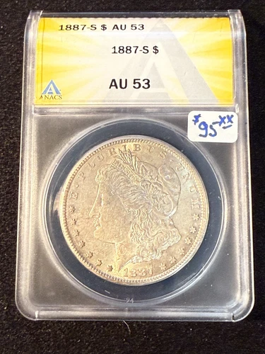 1887 S MORGAN DOLLAR ANACS AU 53
