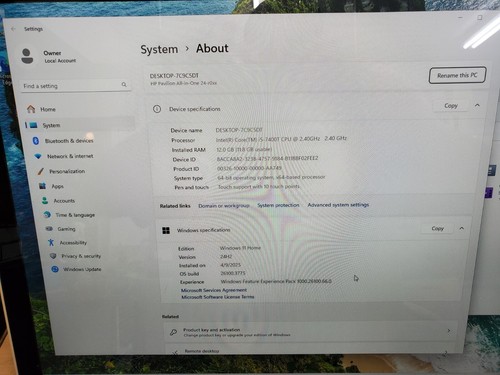 Pavilion 24-R014 AIO Computer 12 Gb Ram Win 11 Touchscreen i5-7400T 2TB - Picture 2 of 12