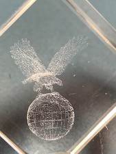 Vintage Paperweight Cube With Etched Eagle On Top Of The World